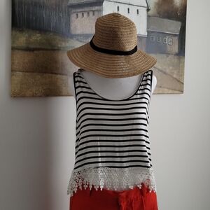 Rainbow Black and White Embellished Crop Tank Top